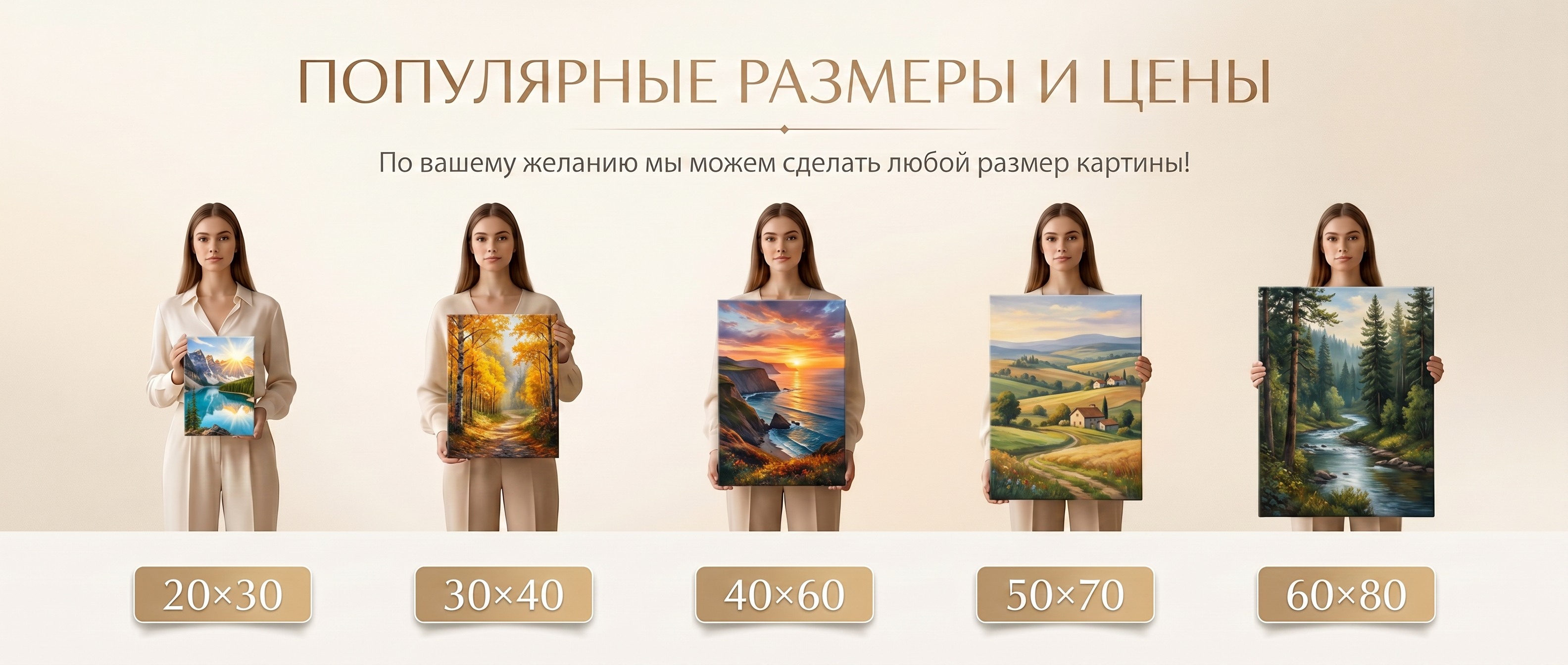 Популярные размеры и цены